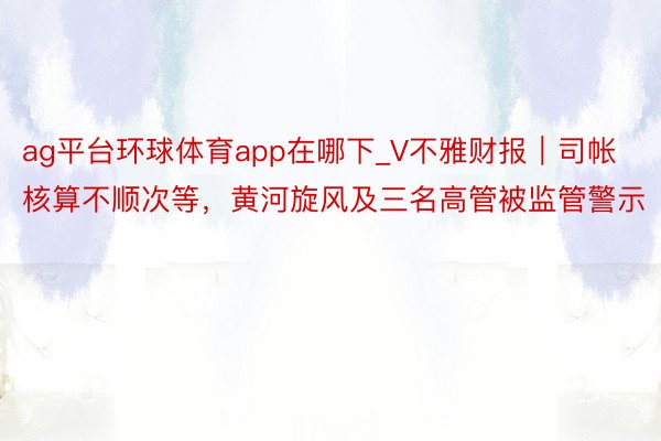 ag平台环球体育app在哪下_V不雅财报｜司帐核算不顺次等，黄河旋风及三名高管被监管警示