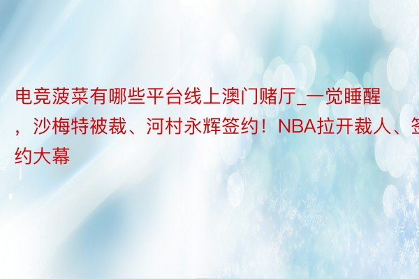 电竞菠菜有哪些平台线上澳门赌厅_一觉睡醒，沙梅特被裁、河村永辉签约！NBA拉开裁人、签约大幕